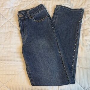 Camila Coelho Studded High Rise Straight Leg Blue Jeans  Sz 6
